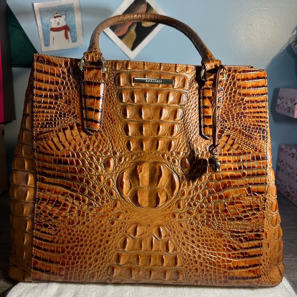 BRAHMIN Crocodile embossed tote shoulder bag